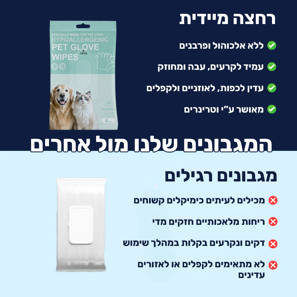 מגבוני ניקוי היפואלרגנים לכלב / חתול