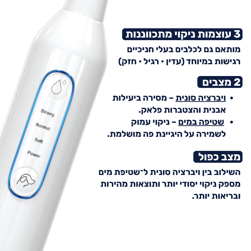 מברשת שיניים חשמלית לכלבים 3 ב-1 - PawLabs™ DentalPro Set