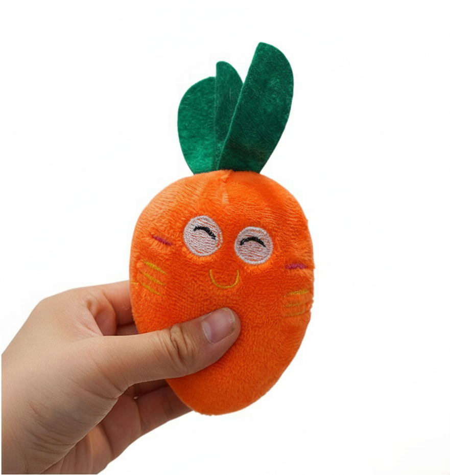 PawLabs™ CarrotTalk Plush Toy צעצוע פרווה קולי בצורת גזר – עם צפצפות לגירוי מנטלי