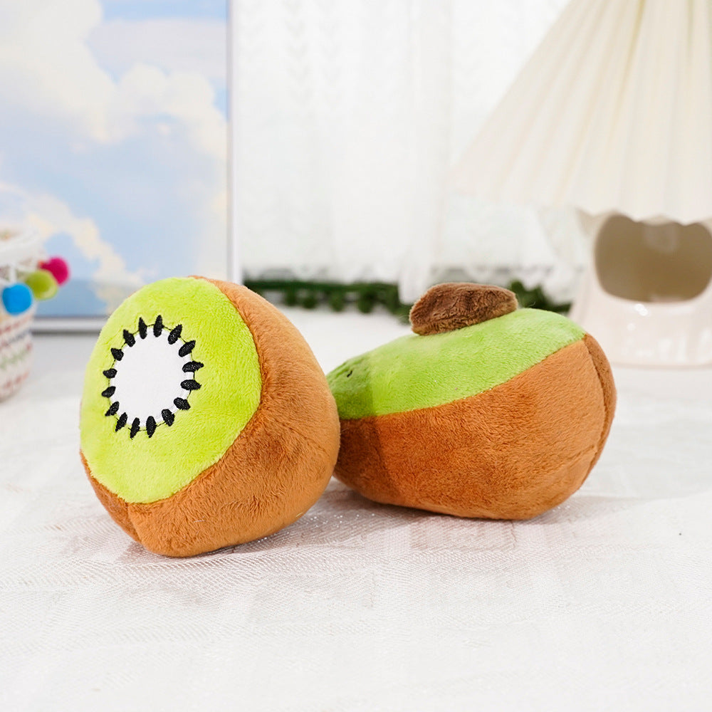 PawLabs™ FruitSqueak Plush Set סט צעצועי פרווה פירותיים קולייים – קיווי ואבוקדו