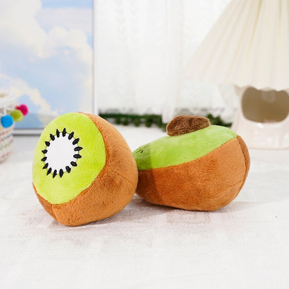 PawLabs™ FruitSqueak Plush Set סט צעצועי פרווה פירותיים קולייים – קיווי ואבוקדו